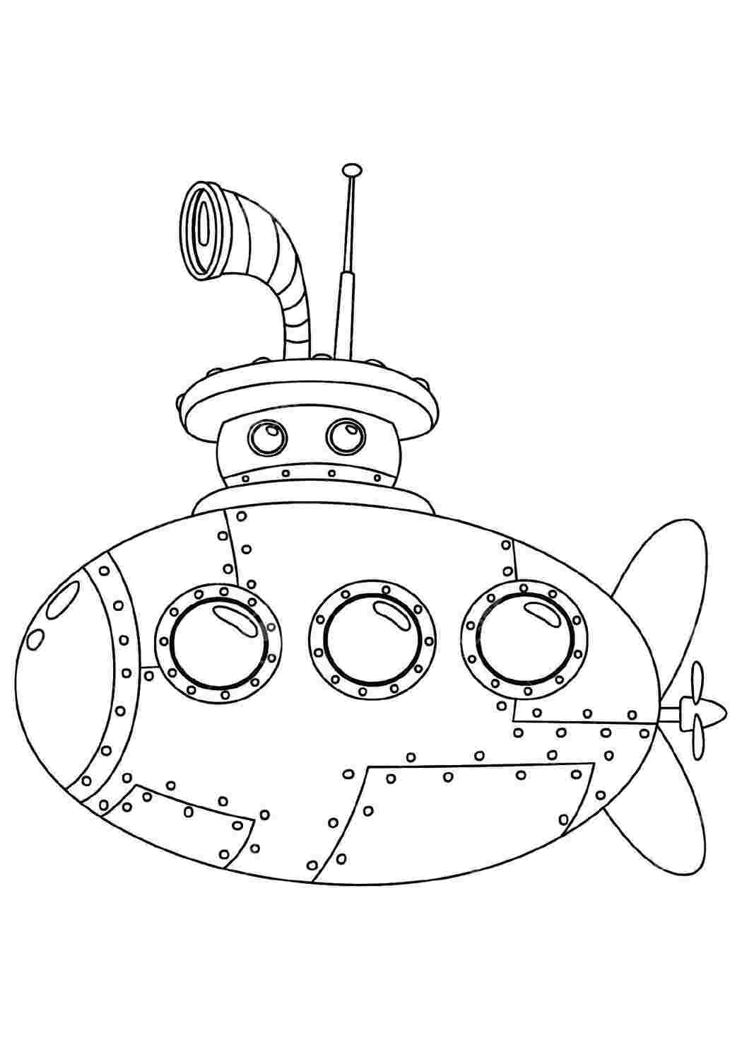 Раскраски Подводная лодочка подводная лодка Подводный мир