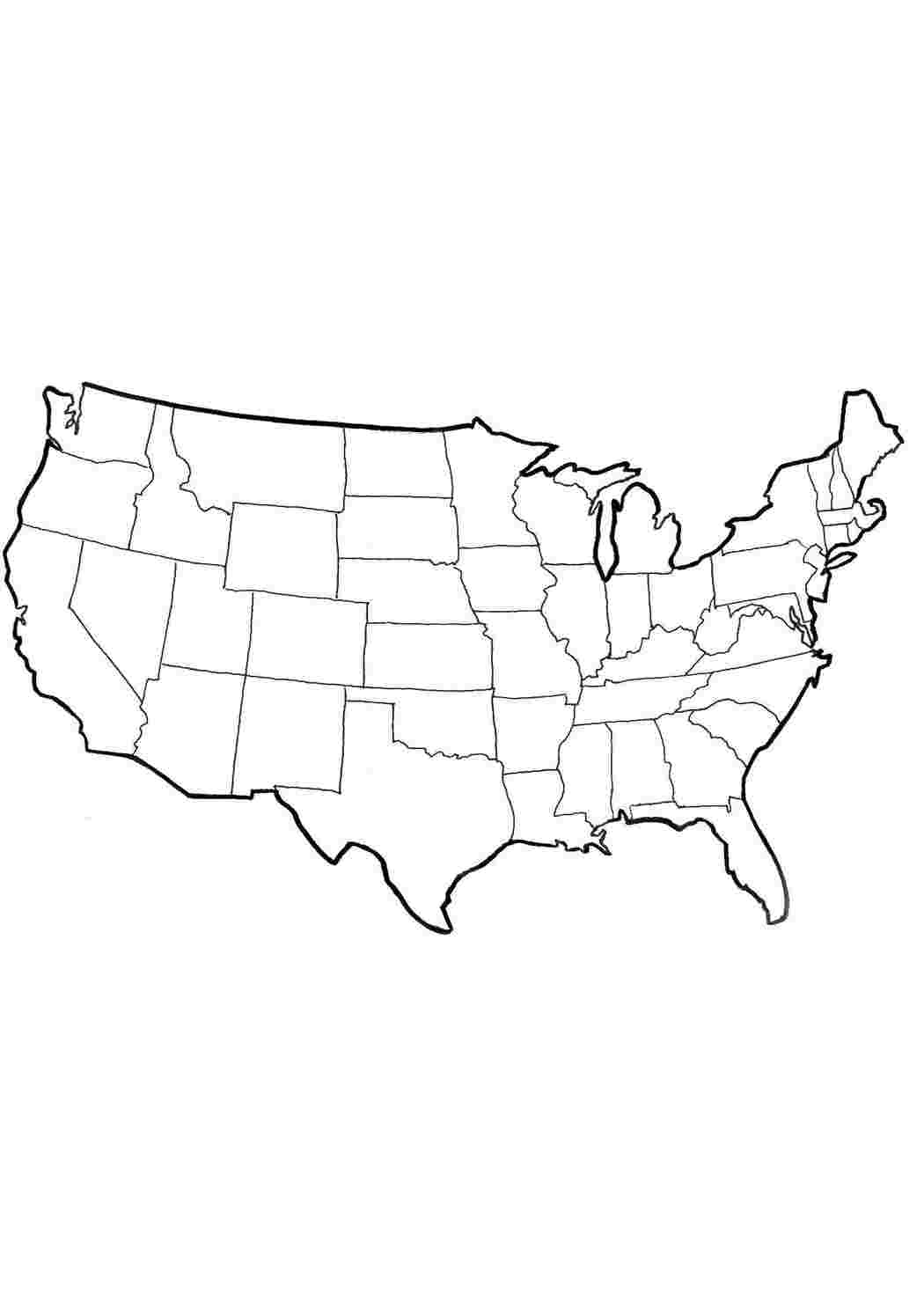 Раскраски Карта сша. США Америка, США, флаг
