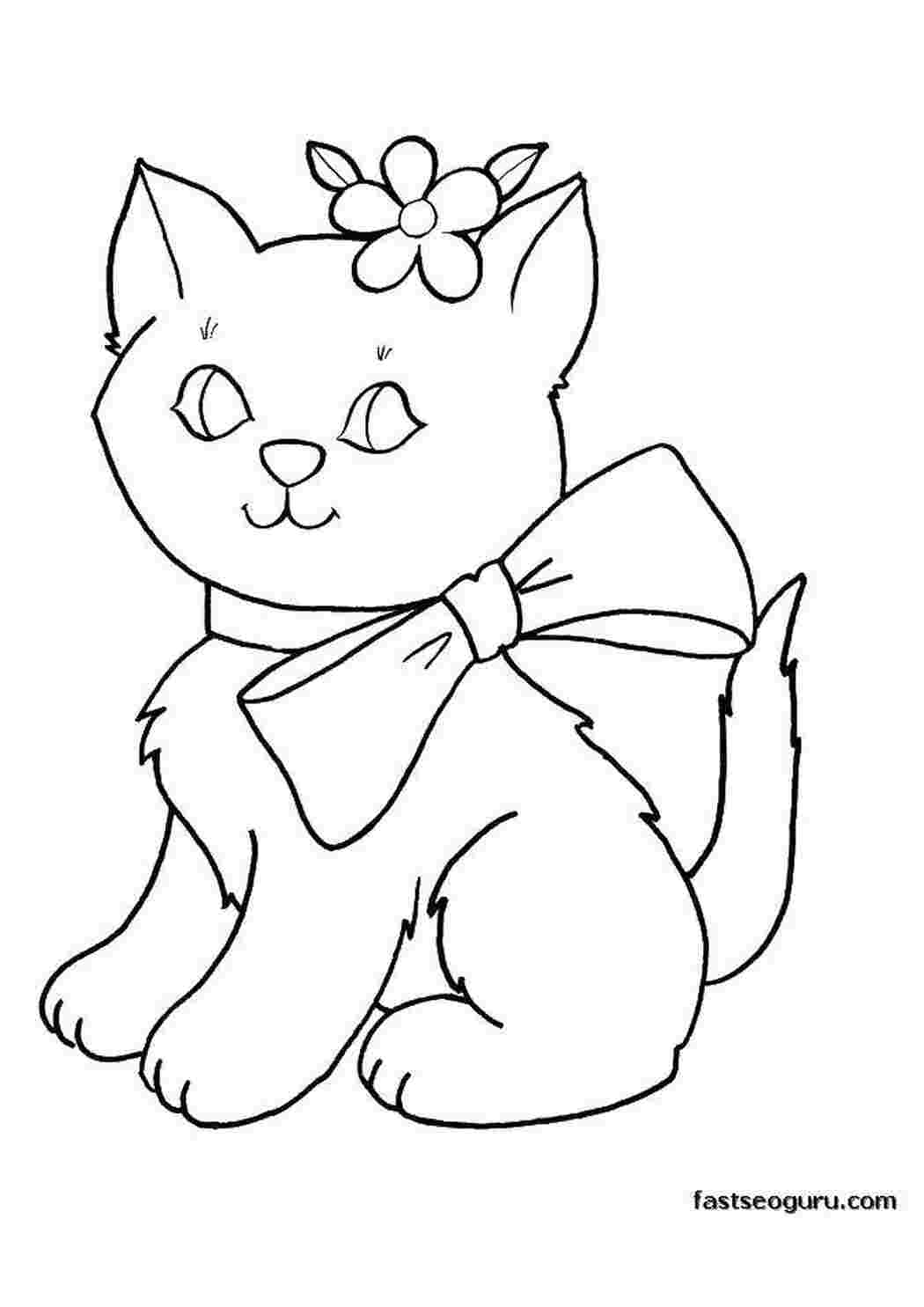 Раскраски Киса с барнтиком Для девочек Животные, котёнок