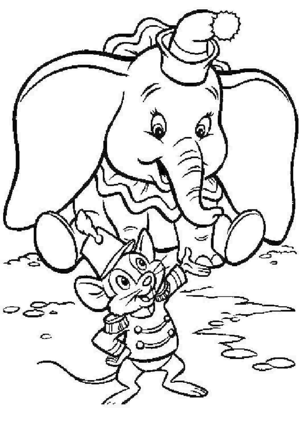 Раскраски Слоненок дамбо с мышкой дамбо Слон, Дамбо