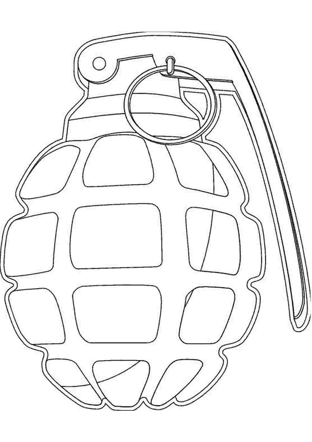 Раскраски картинки на рабочий стол онлайн Ручная граната Раскраски для мальчиков