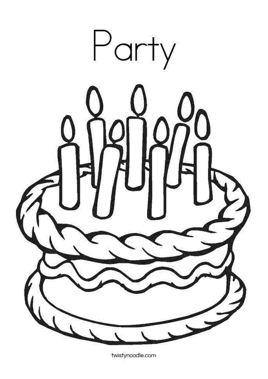 Раскраски Торт на вечеринку раскраски праздник, вечеринка, торт, свечи