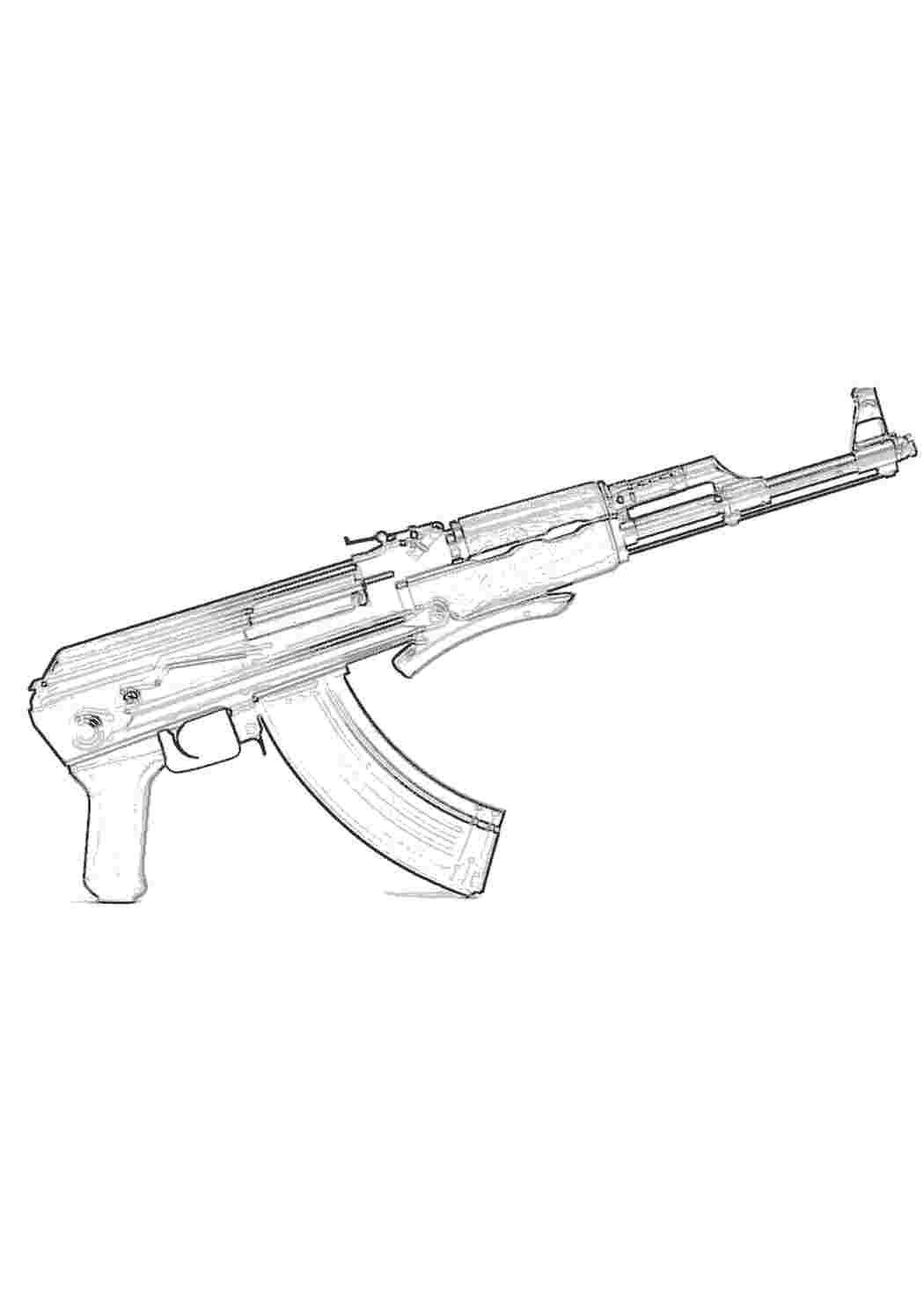 Раскраски раскраска автомат, АК-47, оружие, для мальчков Раскраски Оружие 