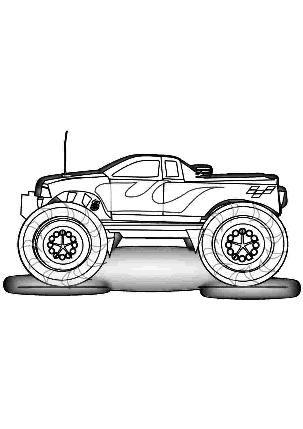 Раскраски картинки на рабочий стол онлайн Машина с большими колесами Скачать раскраски для мальчиков