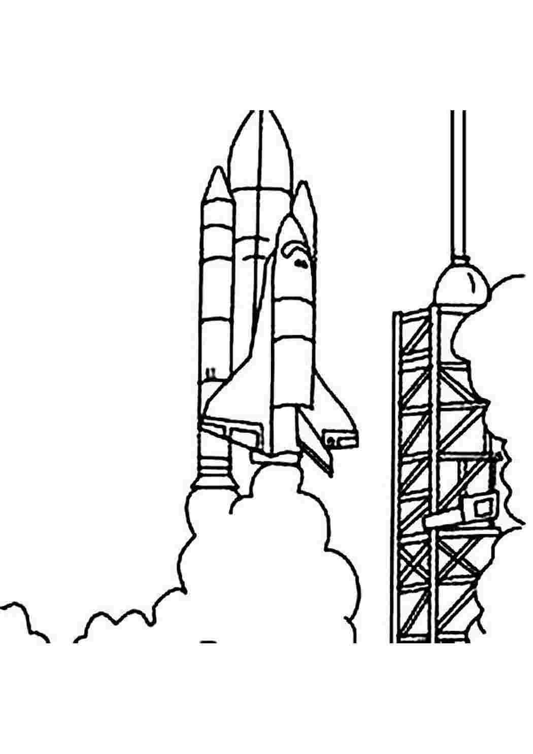 Раскраски картинки на рабочий стол онлайн Космический шаттл взлетает Раскраски для мальчиков