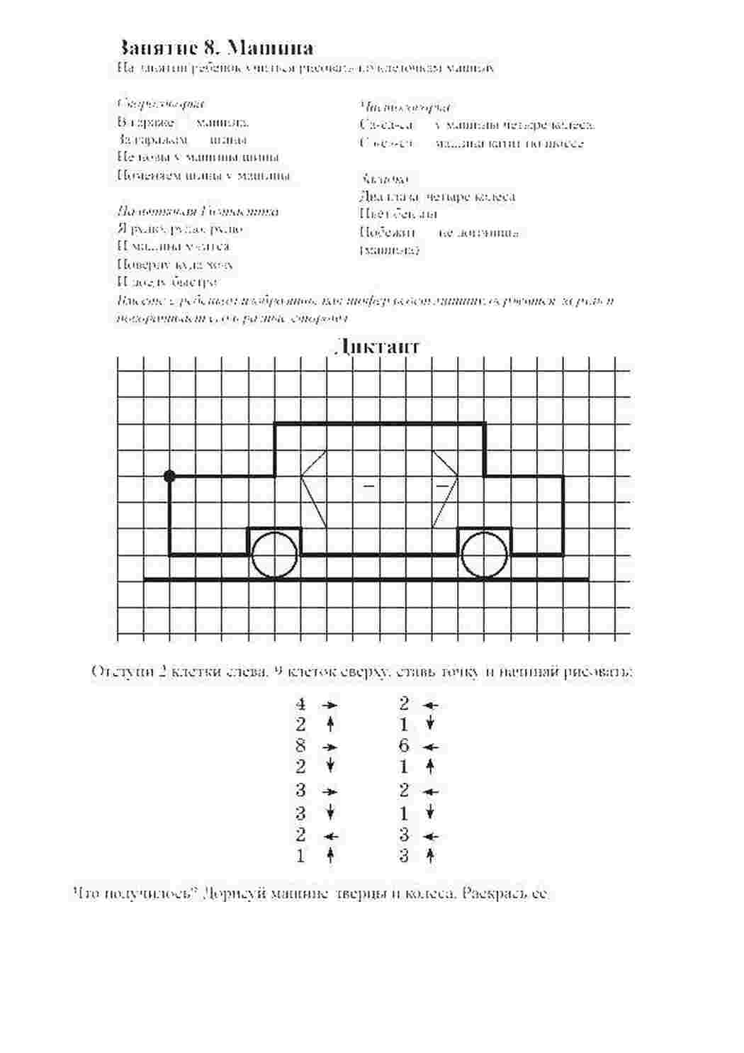 Раскраска машина диктант. Графический диктант машина