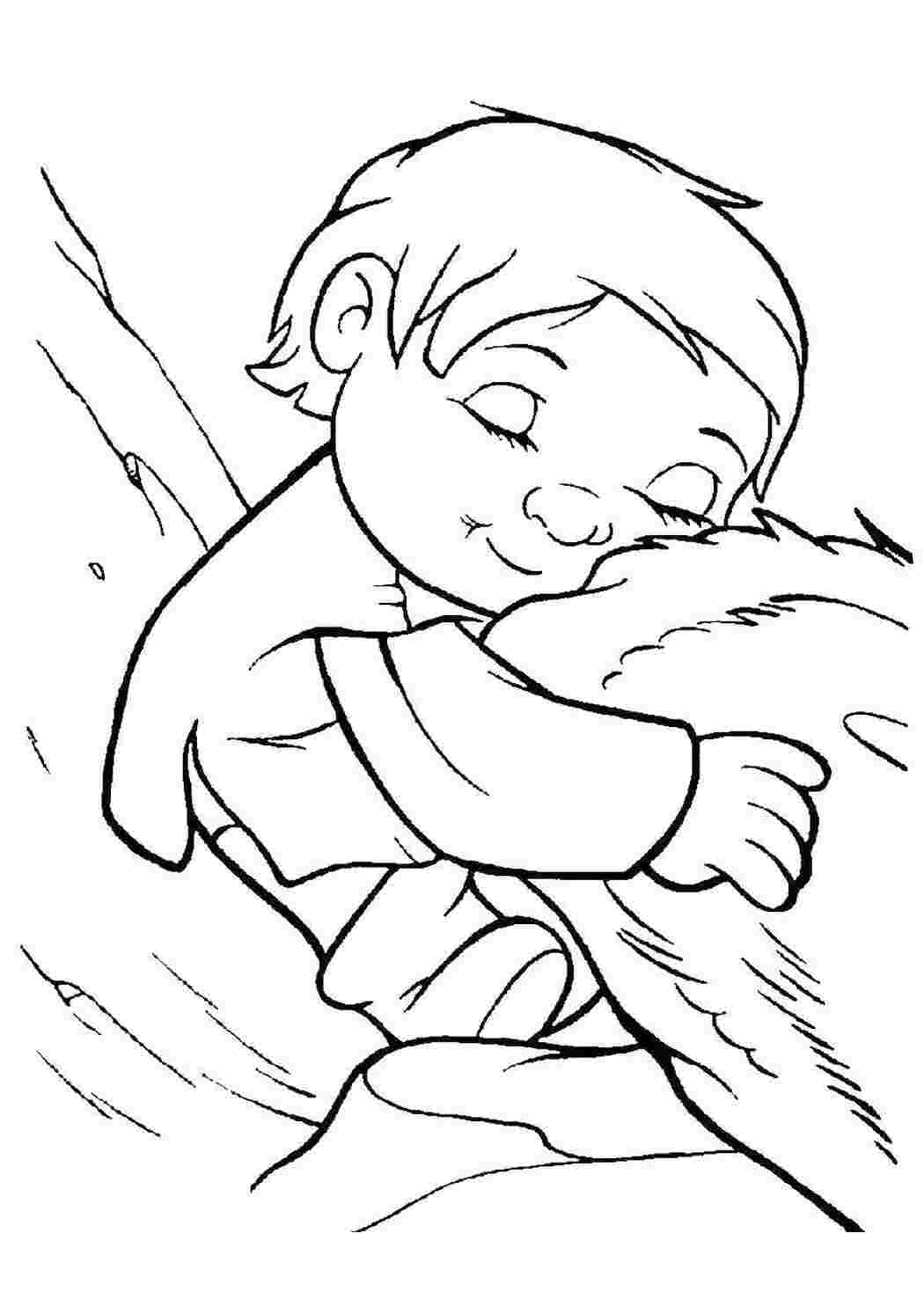 Раскраски Ребенок обнимает синди ледниковый период ребенок, синди, ледниковый период