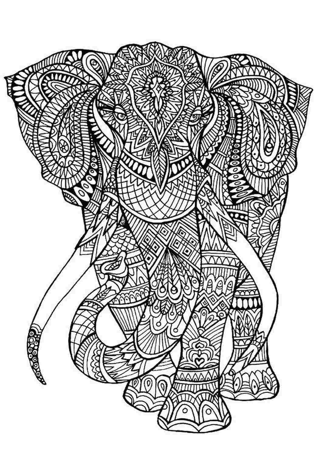 Раскраски Этнический слон узоры Узоры, этнические