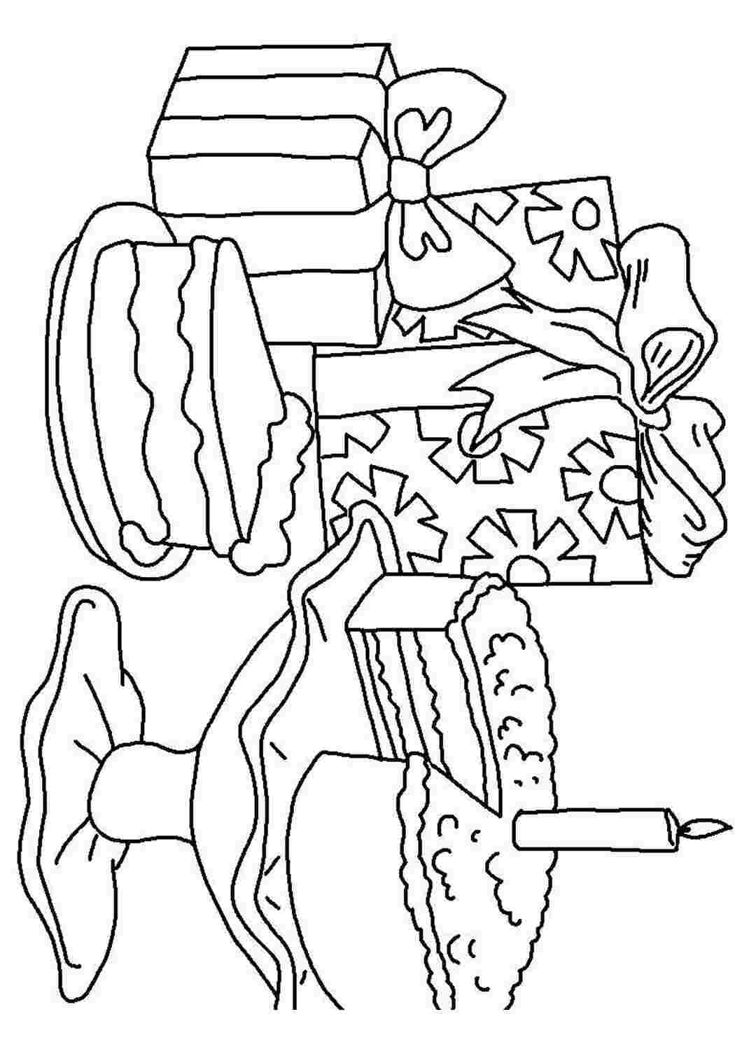 Раскраски Торт с подарками торты торт, подарок