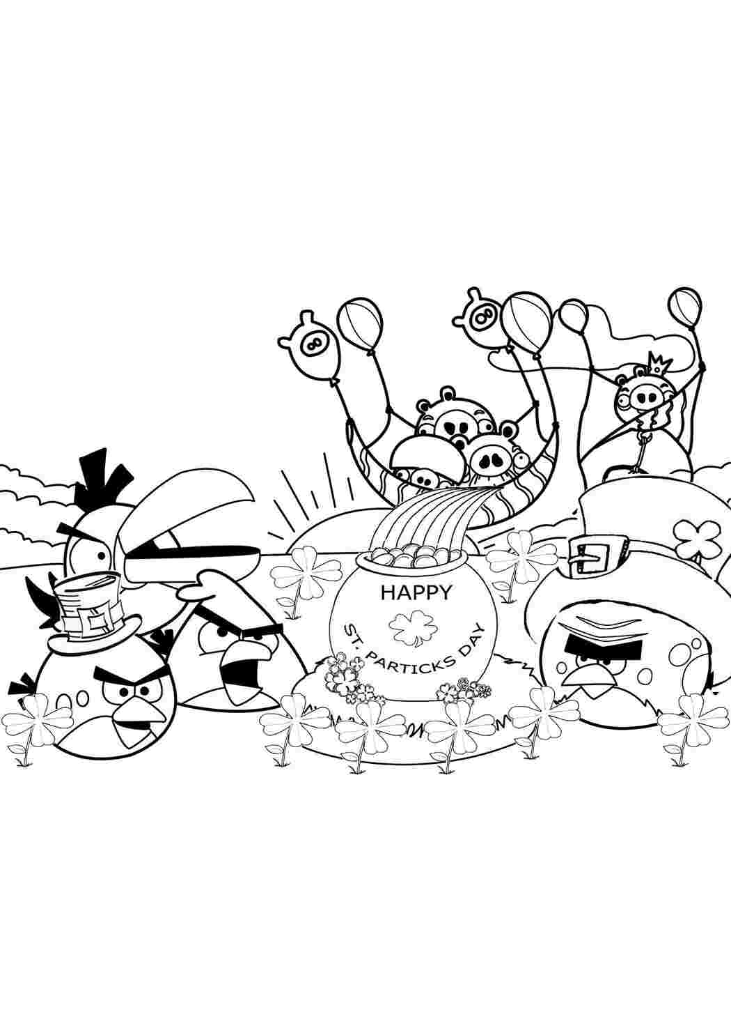 Раскраски картинки на рабочий стол онлайн Angry birds злые птички, счастливого дня патрика Раскраски для детей мальчиков