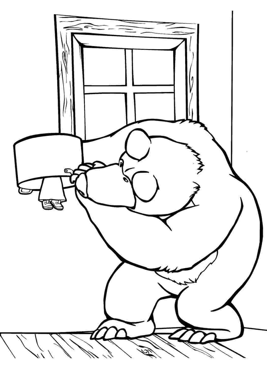 Раскраски Раскраски для детей про озорную Машу из мультфильма Маша и медведь  Мишка ищет машу