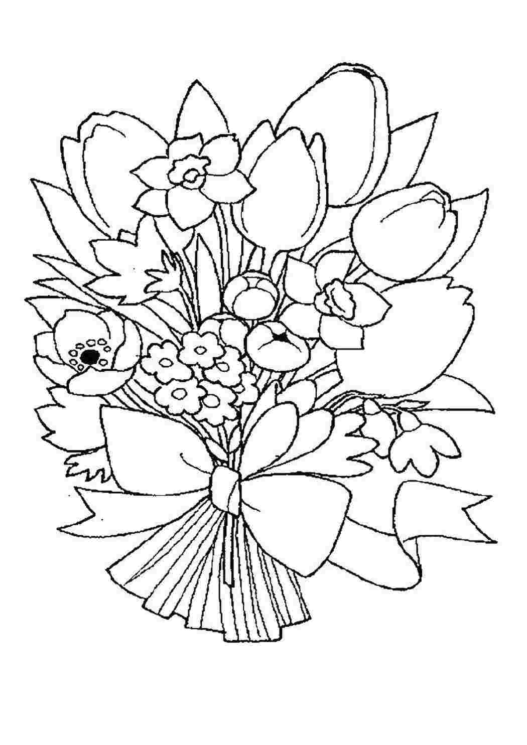 Раскраски Букет из чудесных цветов цветы Цветы, букет