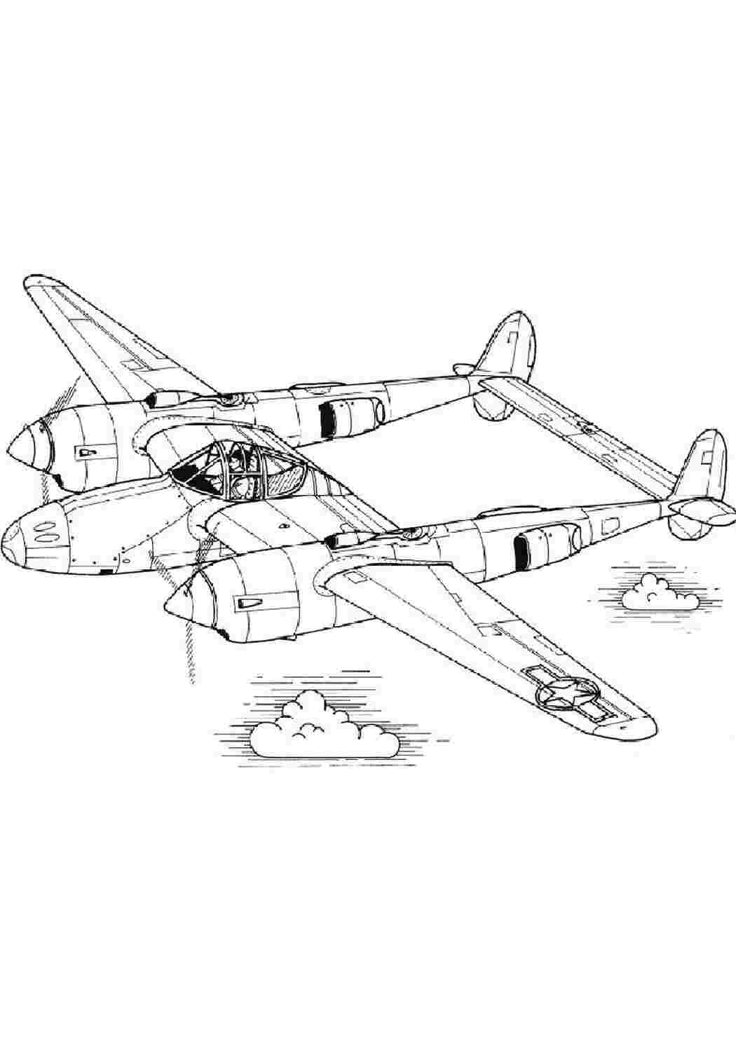 Раскраски картинки на рабочий стол онлайн Самолет с соединенными двумя хвостами Раскраски для мальчиков бесплатно