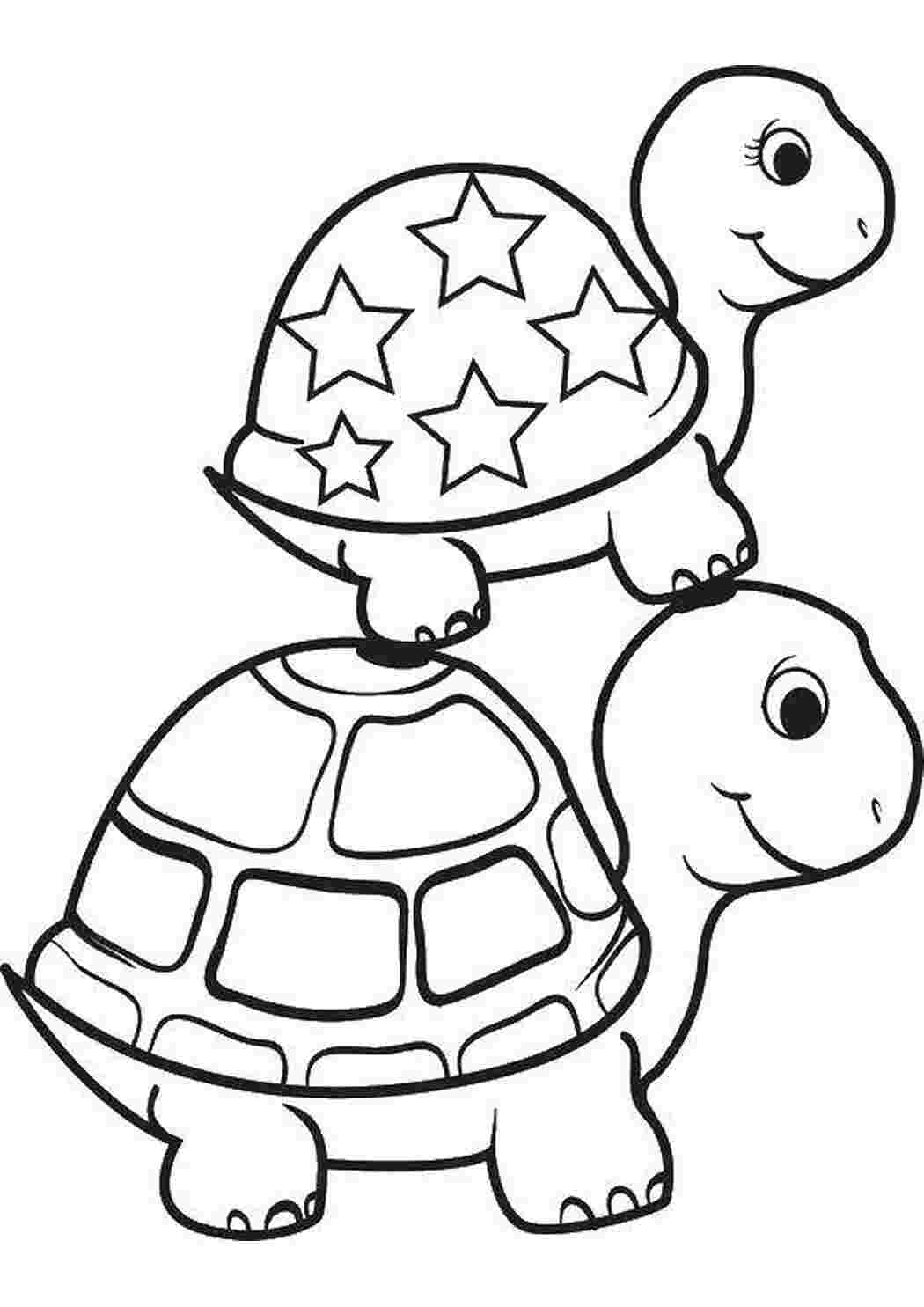 Раскраски Черепашка стоит на другой Морская черепаха Рептилия, черепаха