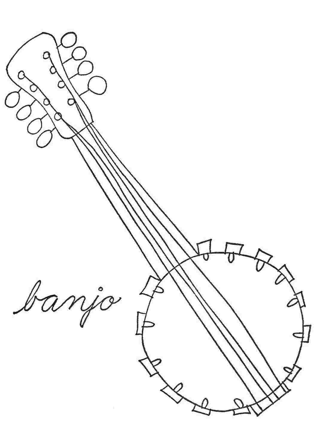 Раскраски Банджо музыкальные инструменты музыкальные инструменты, банджо