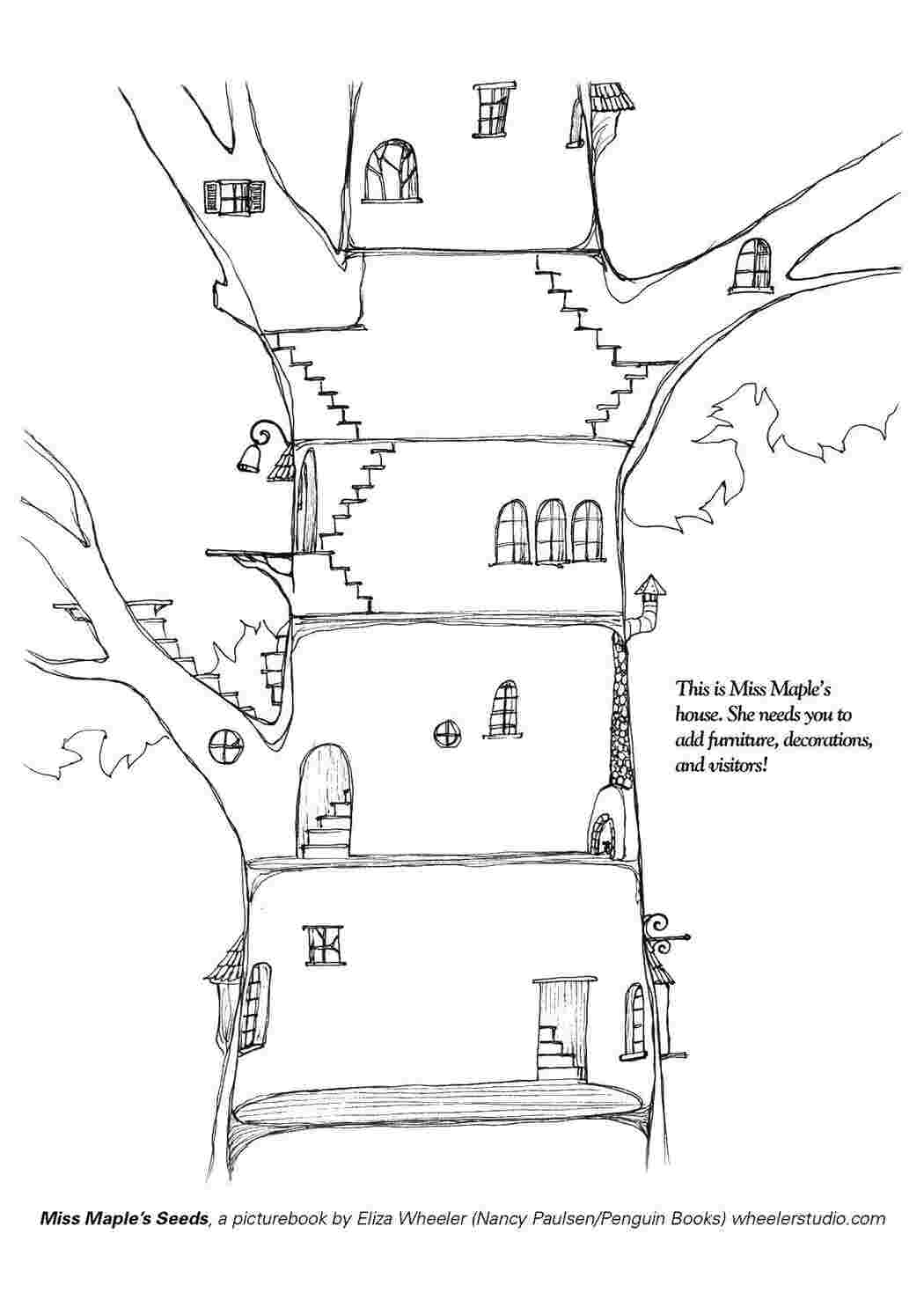 Раскраски Дом мисс мапл дерево дом мисс мапл