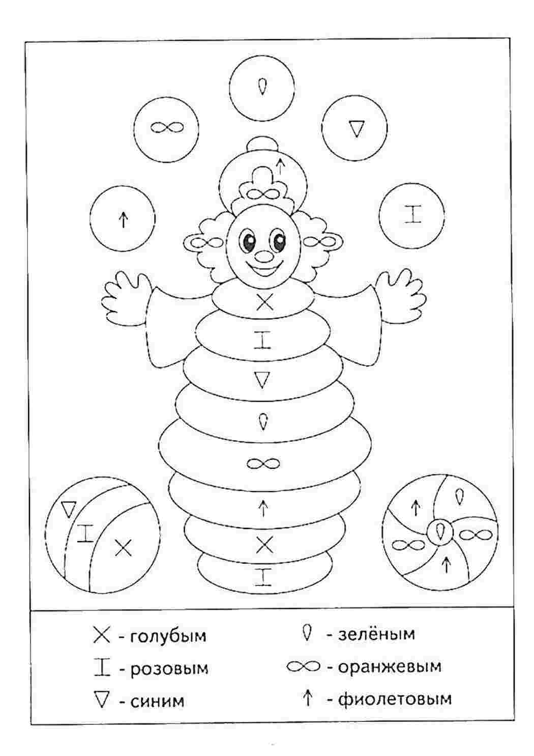 Раскраски Клоун раскраски из фигур клоун