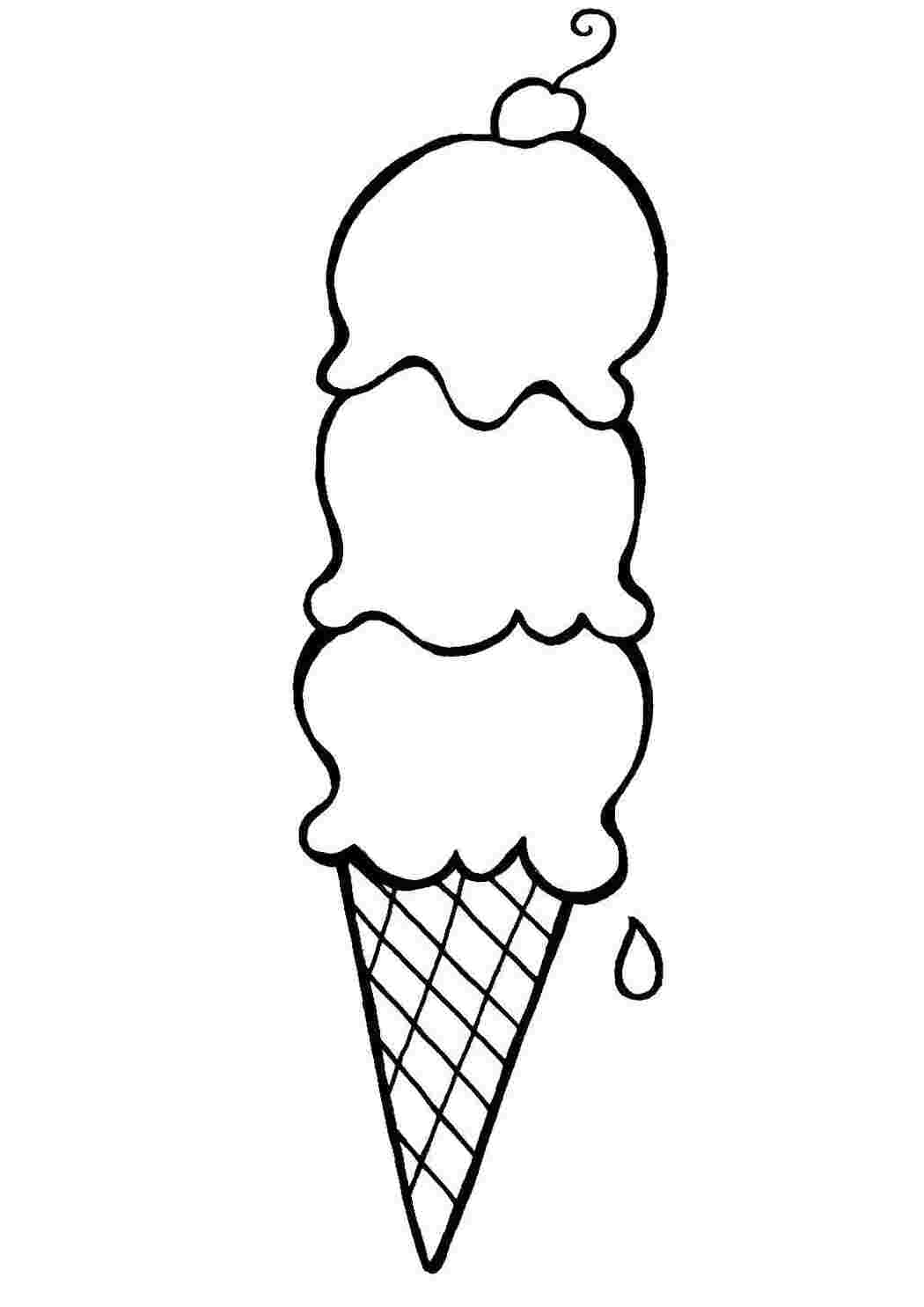 Раскраски Тройной рожок мороженое Мороженое, сладость, дети