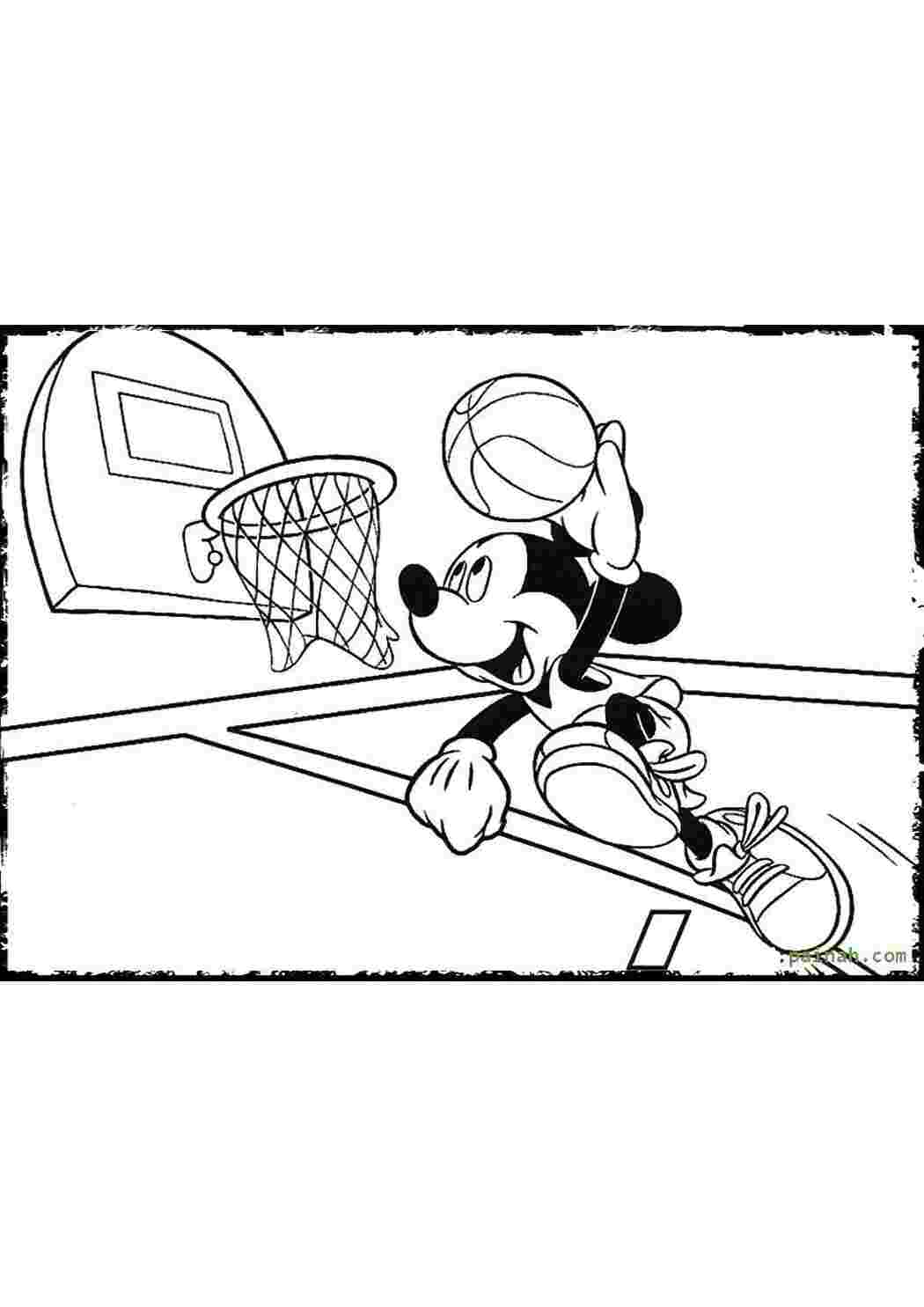 Раскраски Микки маус играет в баскетбол микки маус Микки Маус, Миссис Маус, баскетбол