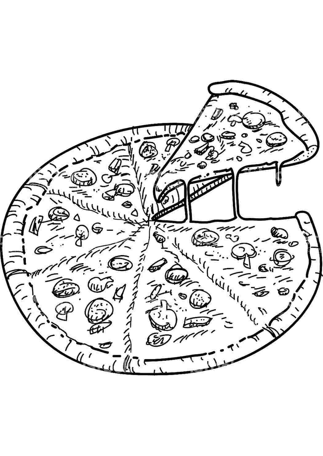Раскраска еда пицца. Раскраски на тему еда с изображением разных видов пиццы  .
