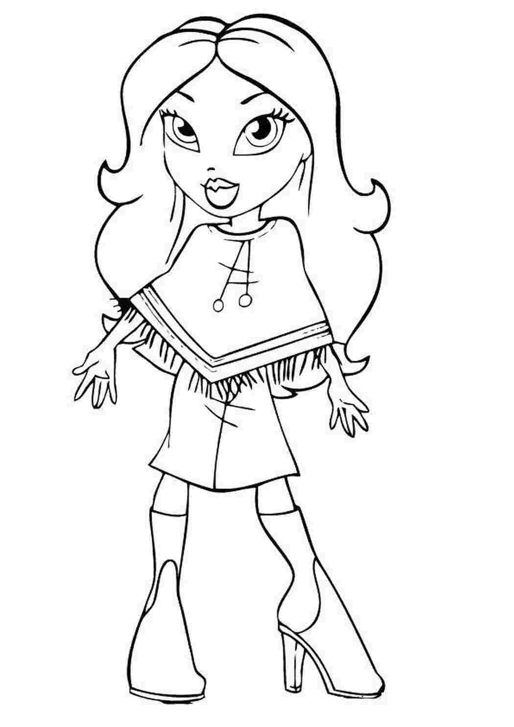 Раскраски Кукла из  bratz  раскраски для девочек Кукла, модница, мода