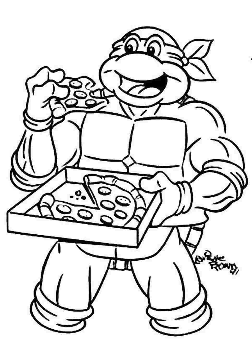 Раскраски Черепашка ниндзя и пицца черепашки ниндзя черепаха, ниндзя, пицца, коробка