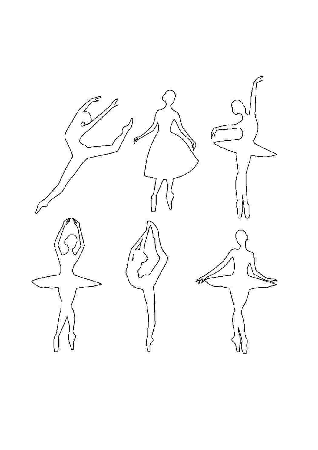 Раскраски контуры балерин  скачать и распечатать бесплатно шаблоны балерин для вырезания