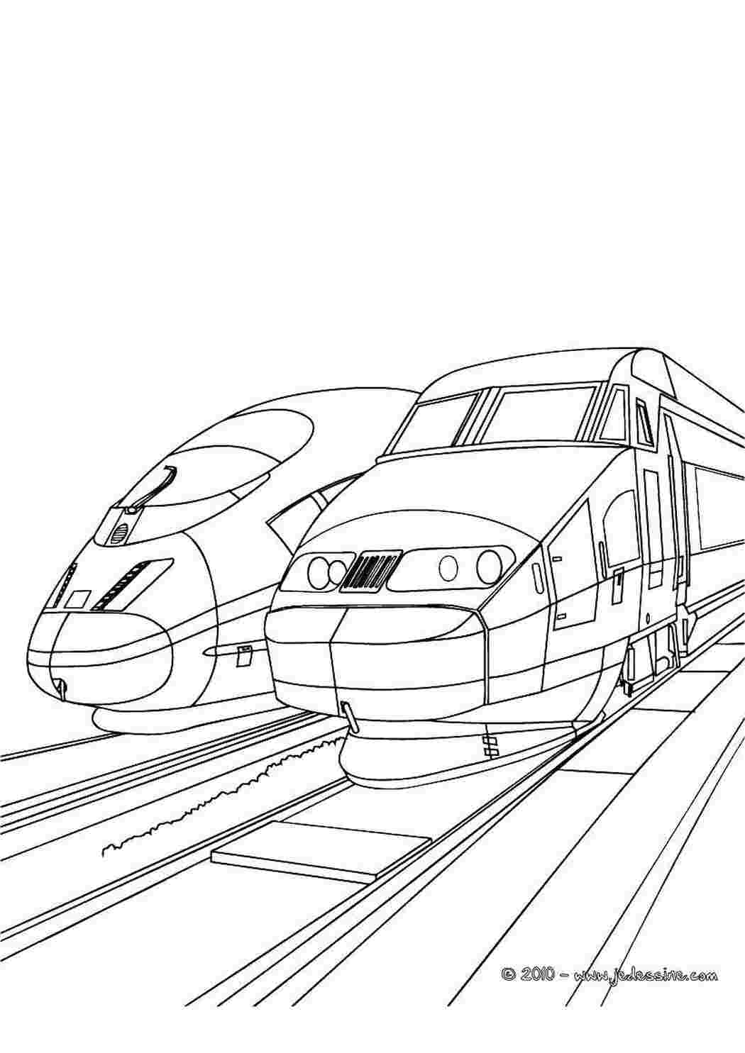 Раскраски Два поезда поезд поезда, рельсы, транспорт