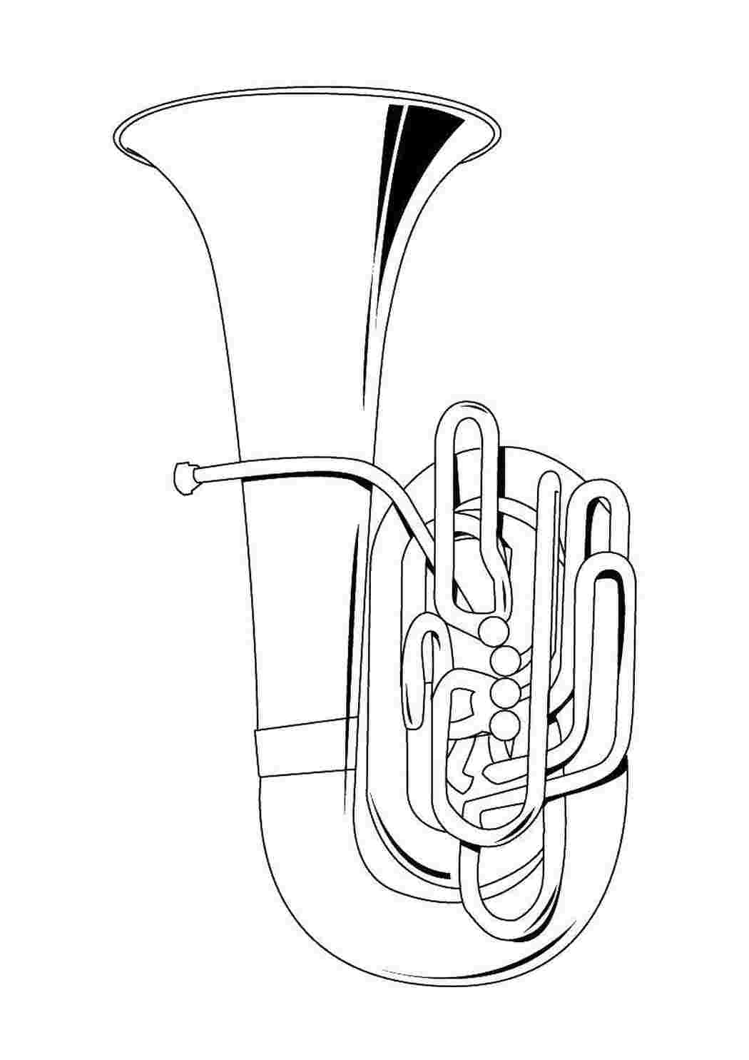 Раскраски Туба музыкальные инструменты туба, музыка