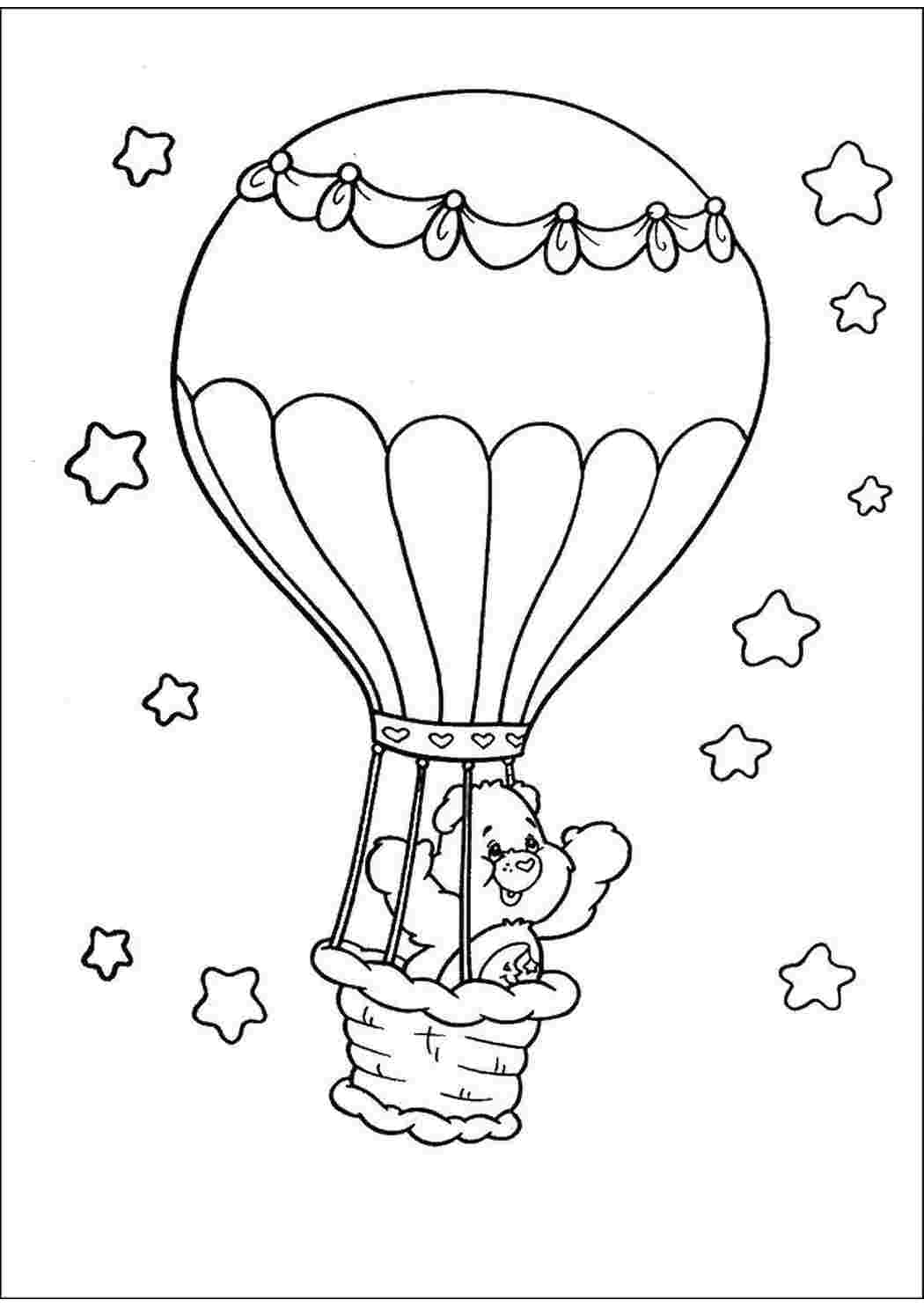 Раскраски Радужный мишка на воздушном шаре летательные аппараты воздушный шар, радужный мишка