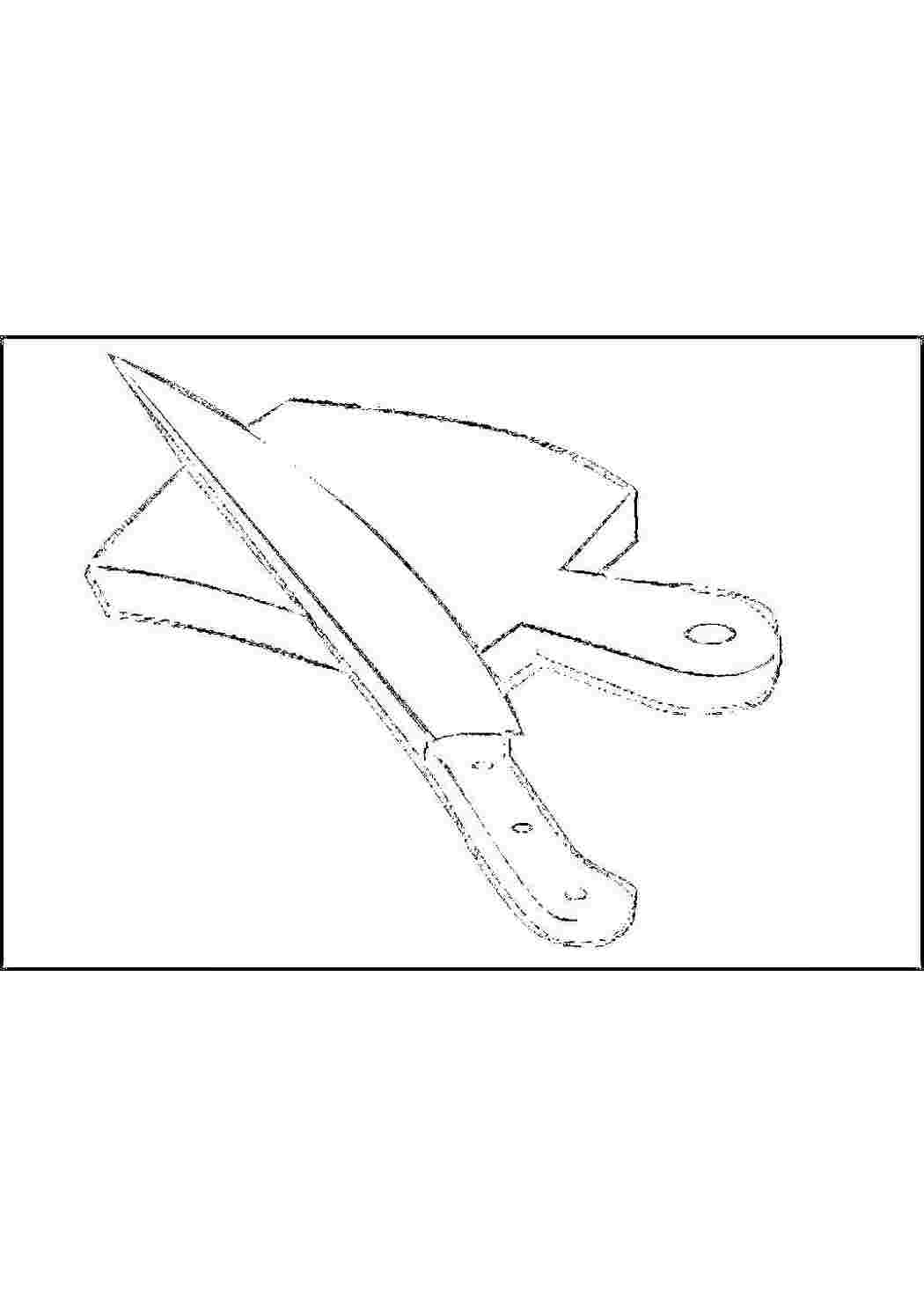Раскраски Разделочная  доска с ножом посуда , нож, доска, 
