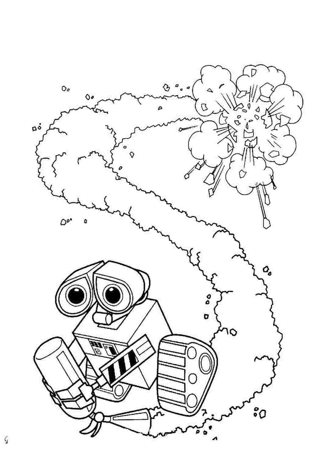 Раскраски Валли с огнетушителем ВАЛЛ И Валли, робот, огнетушитель