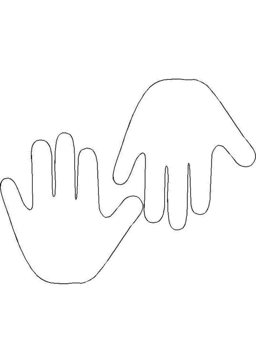Раскраски Контур двух ладошек Контур руки и ладошки для вырезания контур, ладони, пальцы