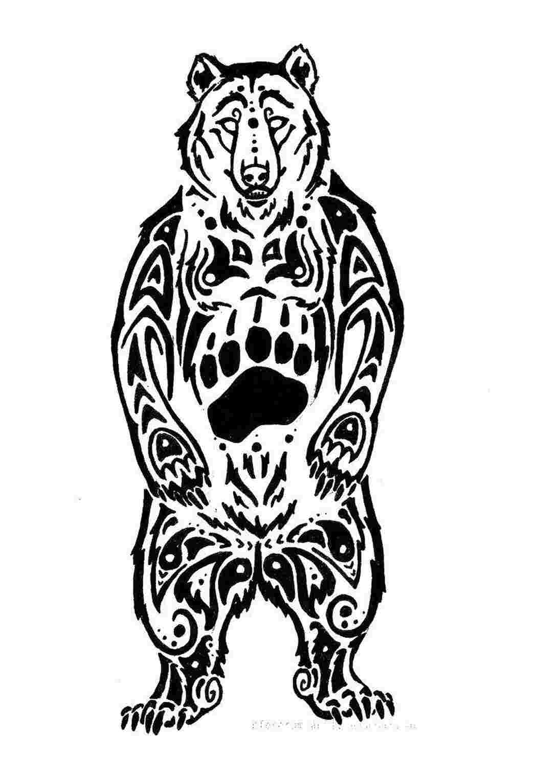 Раскраски Узорный медведь Контур медведя для вырезания Узоры, животные