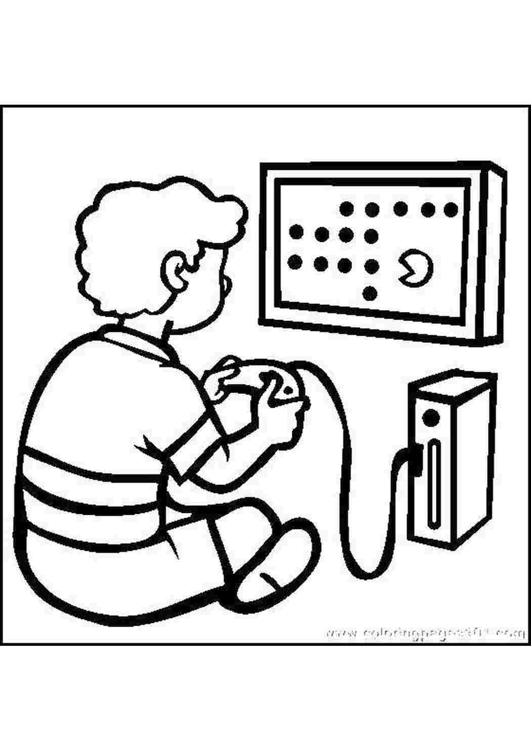 Раскраски Мальчик играет в видеоигры игры игры, видео, мальчик