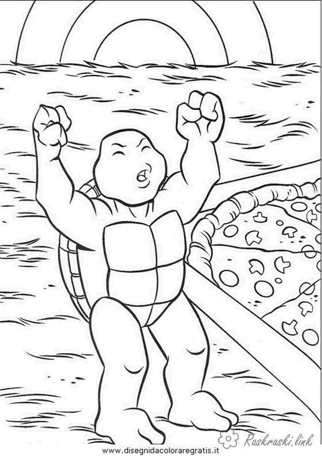 Раскраски черепашки ниндзя, раскраски, раскраски мальчикам, teenage mutant ninja turtles, пицца, радость Раскраски Черепашки Ниндзя 