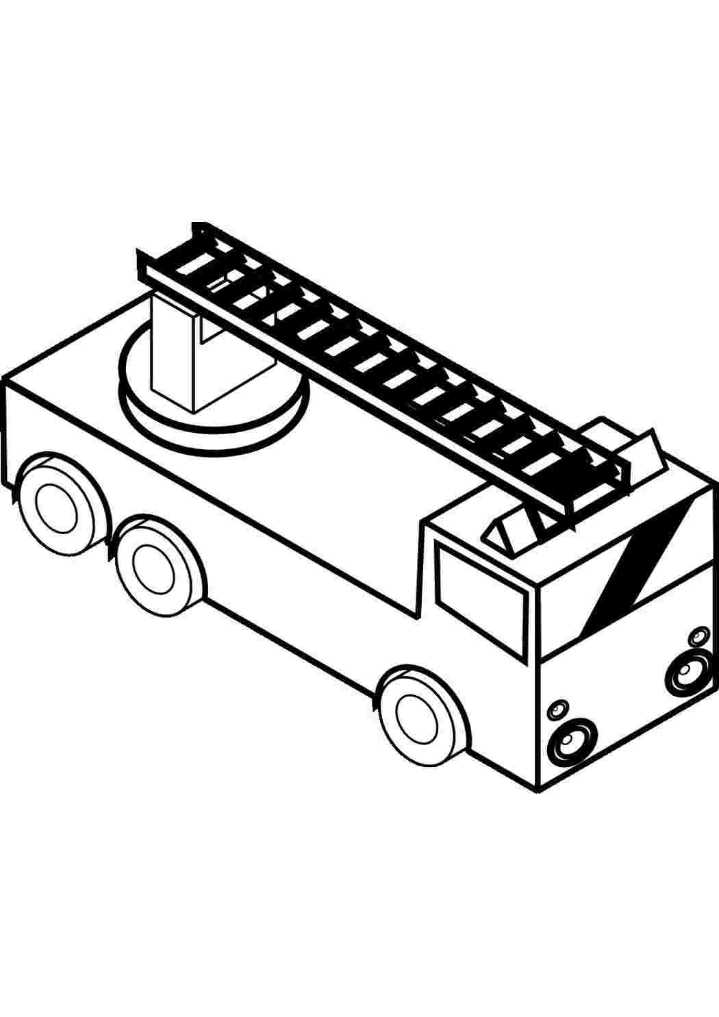 Раскраски Квадратная пожарная машина с лестницей Квадратная пожарная машина с лестницей Раскраски машины распечатать