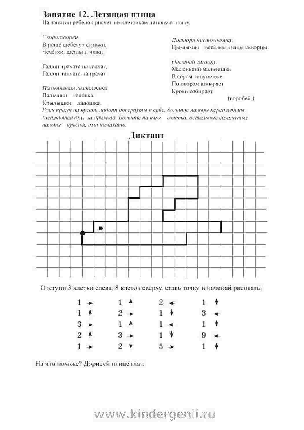 графический диктант графический диктант, птица