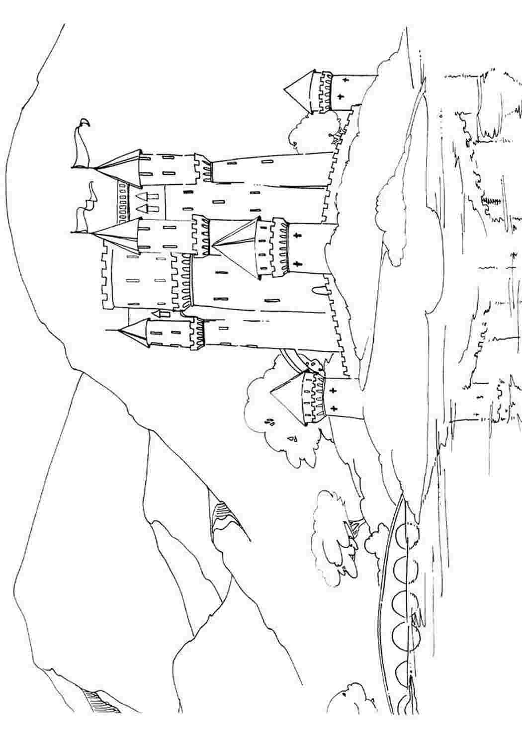 Раскраски Мост к замку Замки Замок