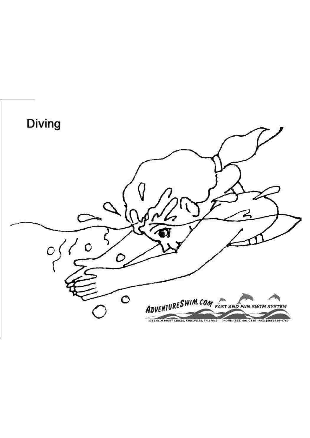 Раскраски Дайвинг. Летние развлечения дайвинг