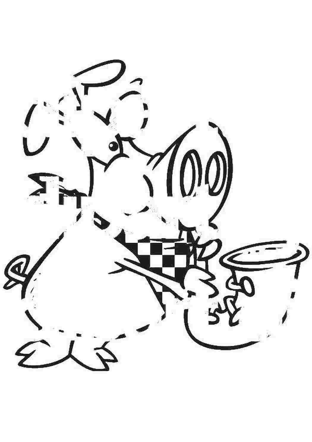 Раскраски Свинка играет на трубе Контуры из мультфильмов свинья, труба