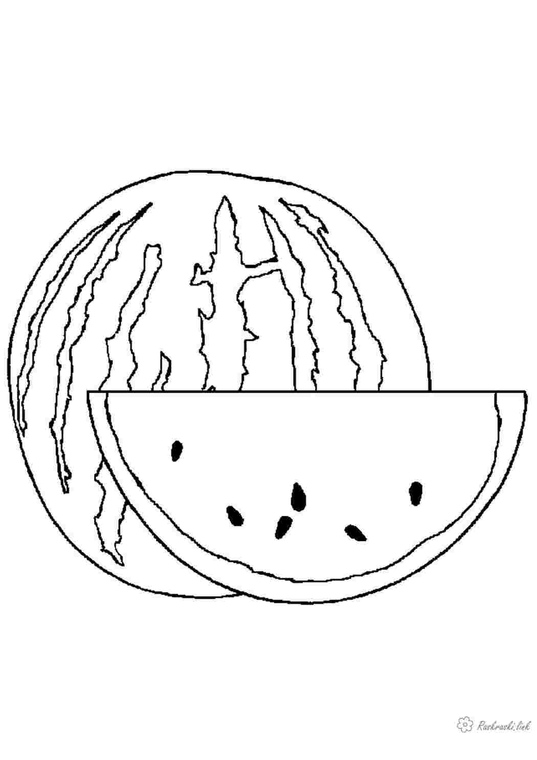 Раскраски Полезный, сочный, арбуз, раскраска, фрукт, ягода Раскраски Ягоды 
