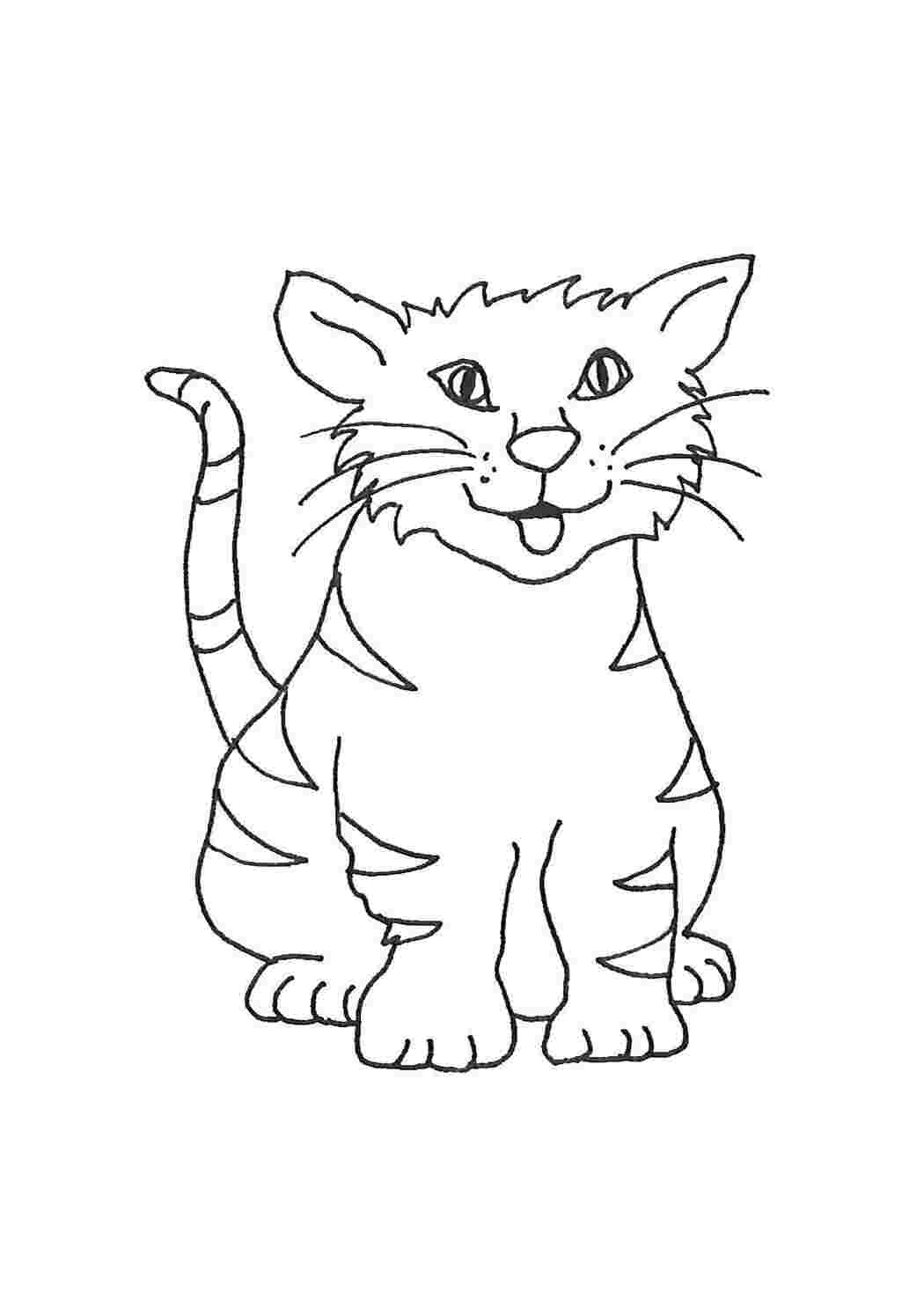 Раскраски Полосатый кот Коты и котята животные, котенок, кошка, кот