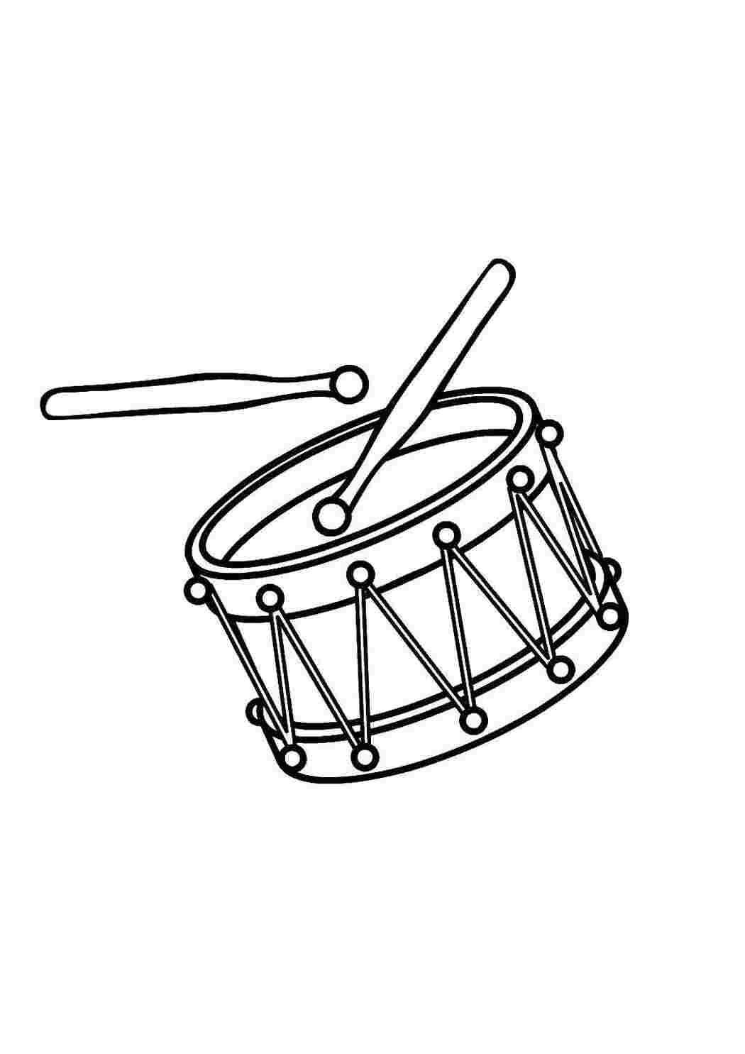 Раскраски Барабан и барабанные палочки Музыкальный инструмент Инструмент, барабан