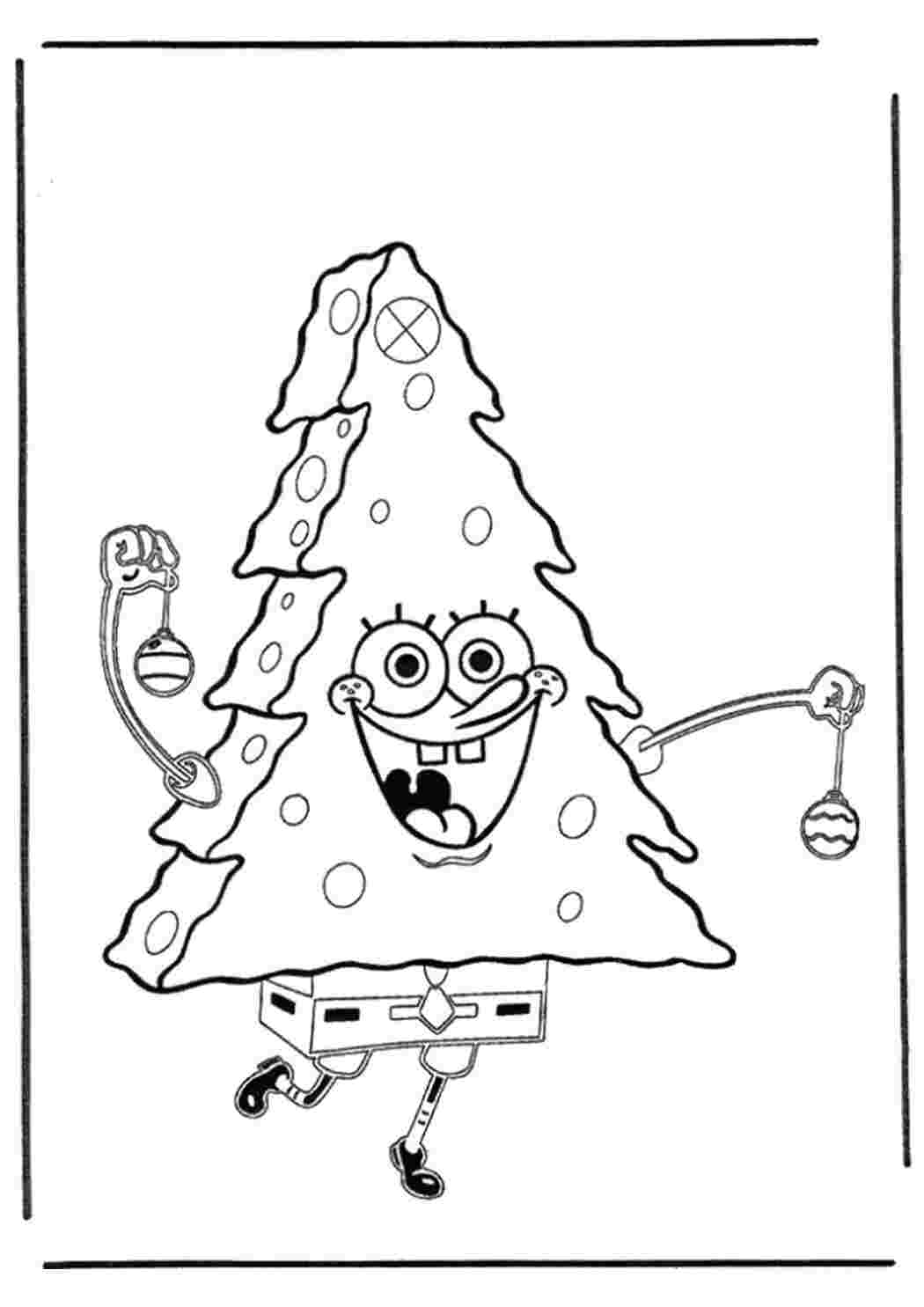 Раскраски картинки на рабочий стол онлайн Спанч боб елочка Распечатать раскраски для мальчиков