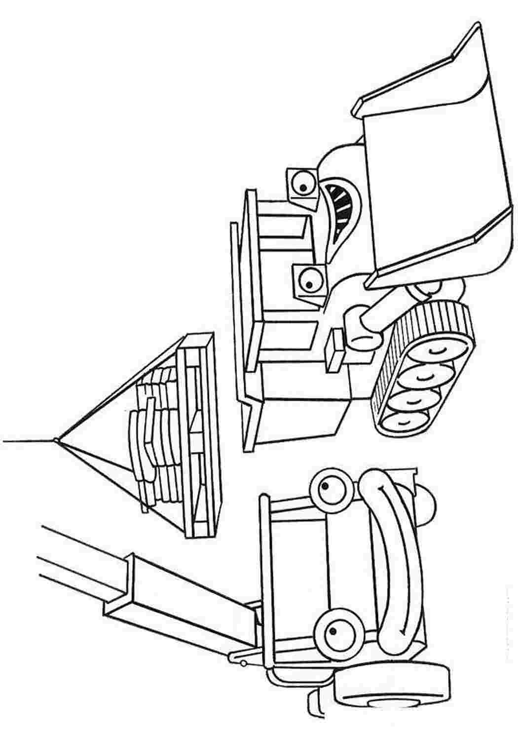 Бульдозер и кран Раскраски для мальчиков