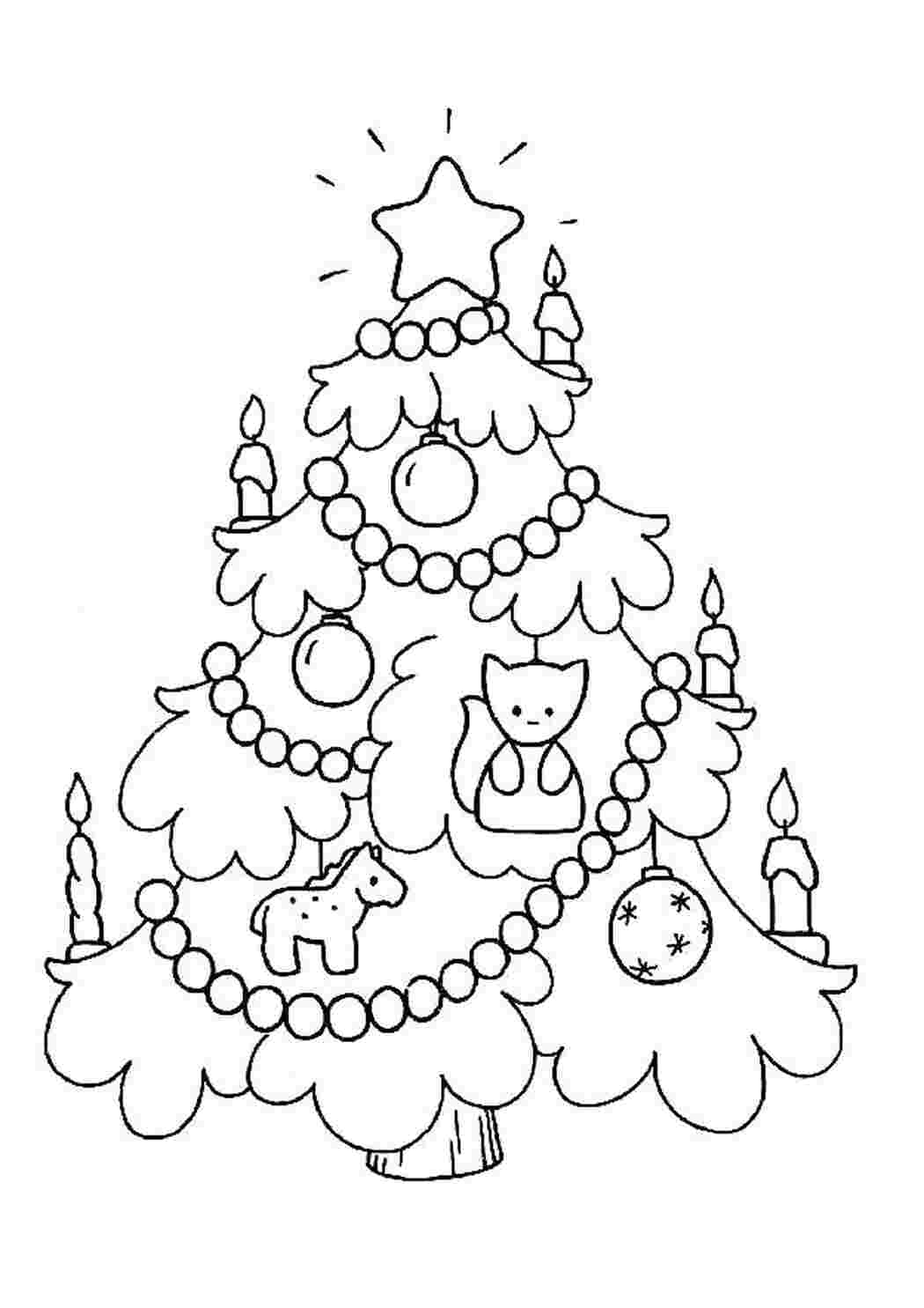 Раскраска Маленькая елочка с двумя подарками
