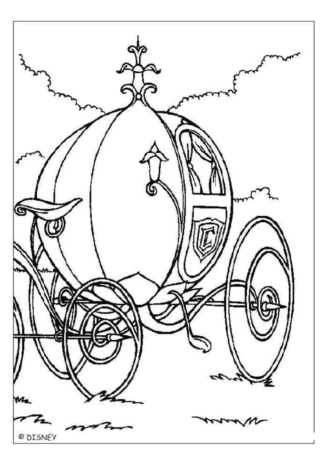 Раскраски Карета тыква золушки золушка Дисней, Золушка