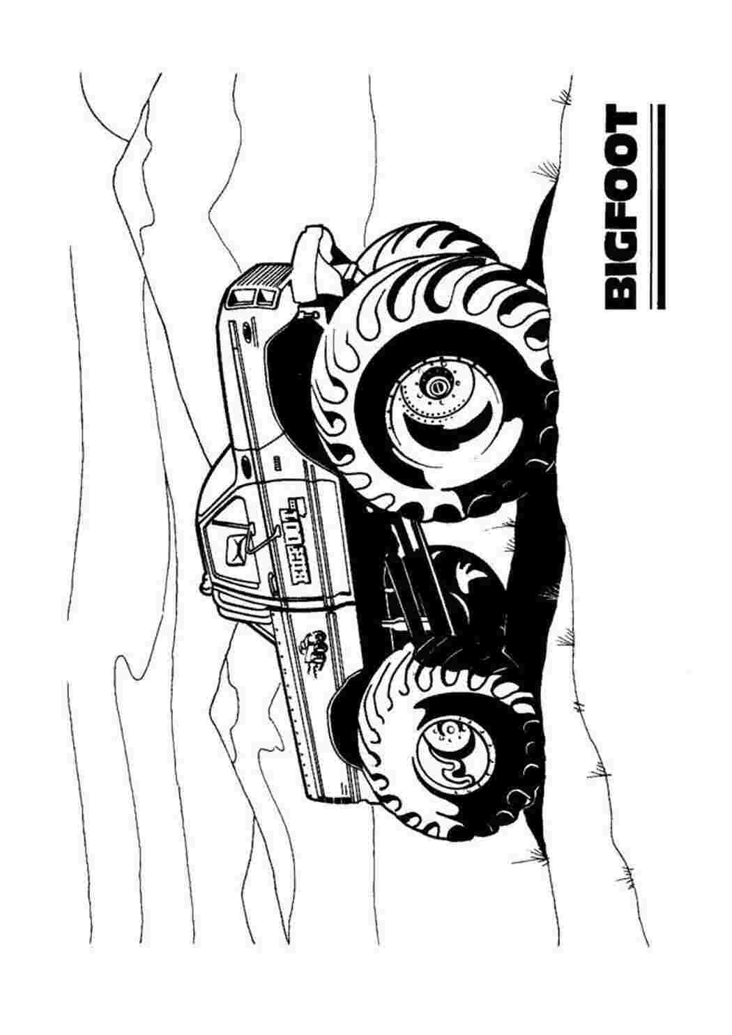 Раскраски картинки на рабочий стол онлайн Грузовик, бигфут, горы Раскраски для мальчиков