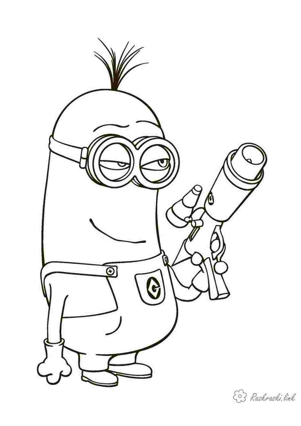 Раскраски гадкий я, раскраска, миньон, оружие Раскраски Illumination Entertainment 